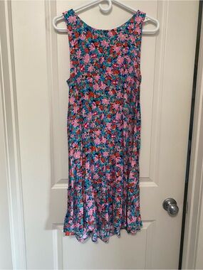 LOFT Floral Swing Dress - Pink & Blue